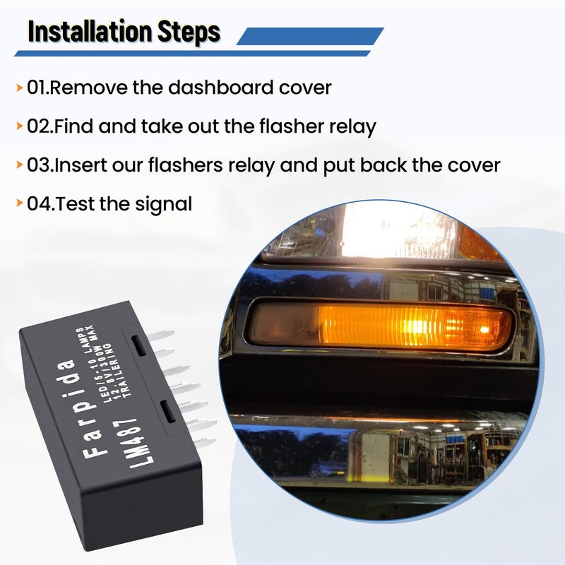 Farpida LM487 10383321 15764135 15231201 LED Flasher Relay Turn Signal Compatible with Chevy GMC Cadillac Hummer 2003-2007 Hazard Warning and Turn Signal Flasher, Fix Hyper Flash,for GMT800 Platform - Image 3